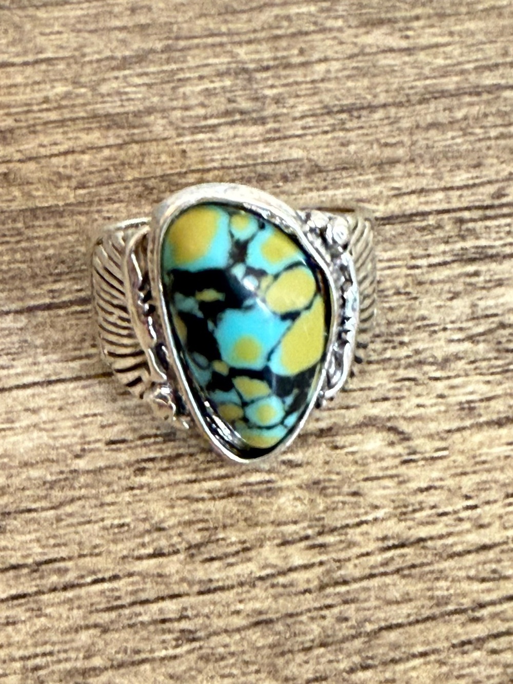 Silver Tone Ring Faux Turquoise No Size See Photos Southwestern Boho